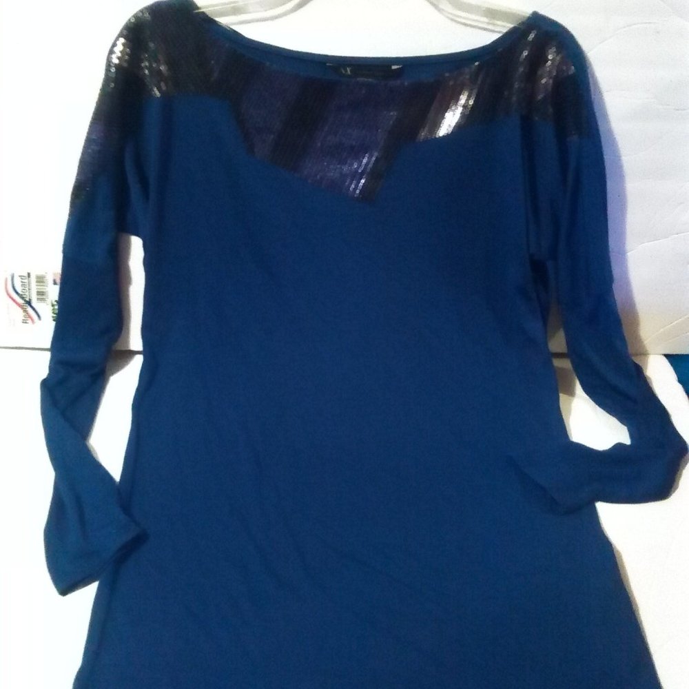 armani exchange blue holiday top